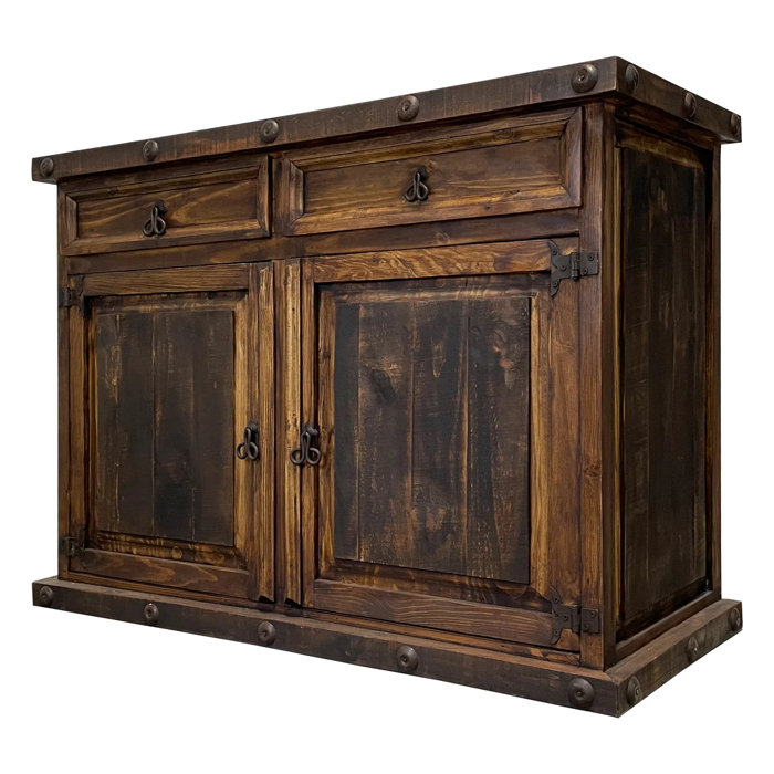 Millwood Pines Rindel 47.5'' Wide 2 Drawer Pine Solid Wood Buffet Table